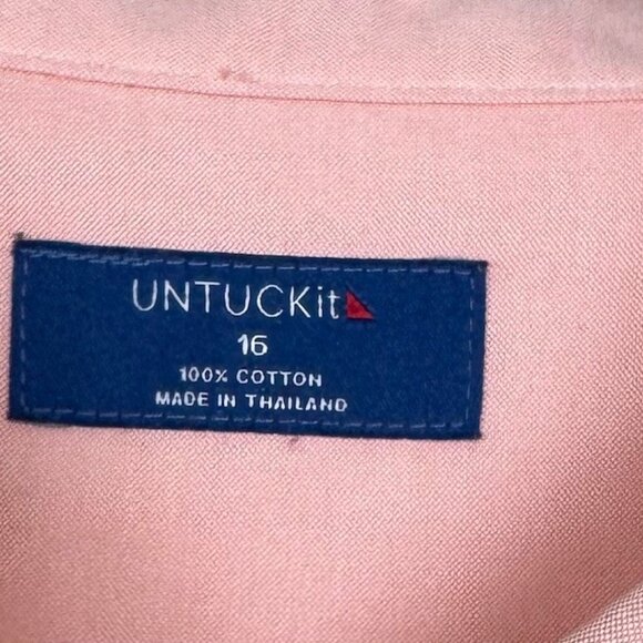 UNTUCKit Coral Toscano Shirt Men’s Size 16 L Long Sleeve Flip Cuff Style #13134 - Picture 3 of 12